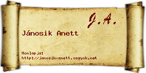 Jánosik Anett névjegykártya